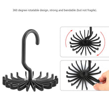 Load image into Gallery viewer, 20 Claws 360 Degree Rotatable Tie Rack Belt Scarf Hanger Holder, Size: S, 20 Claws Black, 20 Claws White