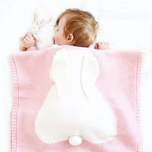 Load image into Gallery viewer, Rabbit Pattern Stereoscopic Ears Baby Knitted Blanket, Rabbit Pattern