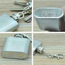 Load image into Gallery viewer, 28mL(1oz)Cute Mini Portable Wine Jug Handy Stainless Steel Hip Flask with a Key Chain(Silver), 28mL(1oz)