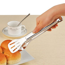 Load image into Gallery viewer, Stainless Steel Barbecue Steak Clip Tongs BBQ Roasting Shovels Leak Steak Shovel Spatula Food Clamp Bread Clips, Length: 24cm, 24cm