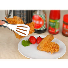 Load image into Gallery viewer, Stainless Steel Barbecue Steak Clip Tongs BBQ Roasting Shovels Leak Steak Shovel Spatula Food Clamp Bread Clips, Length: 24cm, 24cm