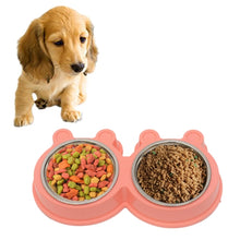 Load image into Gallery viewer, 2 in 1 Stainless Steel  Bowls, Anti-slippery Mat Cartoon Shape Detachable Pets Bowls, Random Color Delivery, 2 in 1 Cartoon Shape Pets Bowls
