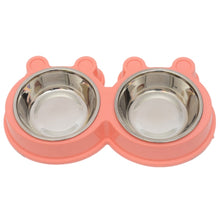 Load image into Gallery viewer, 2 in 1 Stainless Steel  Bowls, Anti-slippery Mat Cartoon Shape Detachable Pets Bowls, Random Color Delivery, 2 in 1 Cartoon Shape Pets Bowls