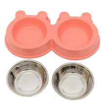 Load image into Gallery viewer, 2 in 1 Stainless Steel  Bowls, Anti-slippery Mat Cartoon Shape Detachable Pets Bowls, Random Color Delivery, 2 in 1 Cartoon Shape Pets Bowls