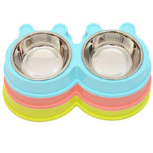 Load image into Gallery viewer, 2 in 1 Stainless Steel  Bowls, Anti-slippery Mat Cartoon Shape Detachable Pets Bowls, Random Color Delivery, 2 in 1 Cartoon Shape Pets Bowls