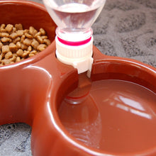 Load image into Gallery viewer, Pumpkin Shape Dog Cat Food Dish + Drinking Water Double Bowls with Automatic Water Dispenser, Size: S, Size: S  Coffee, Size: S  Green, Size: S  Blue, Size: S  Magenta, Size: S  White, Size: S Yellow