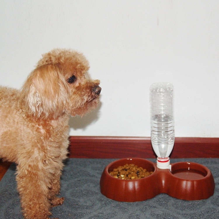 Pumpkin Shape Dog Cat Food Dish + Drinking Water Double Bowls with Automatic Water Dispenser, Size: S, Size: S  Coffee, Size: S  Green, Size: S  Blue, Size: S  Magenta, Size: S  White, Size: S Yellow
