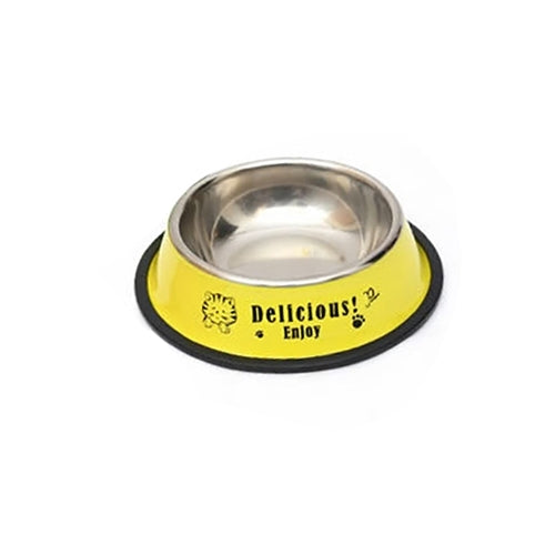 Stainless Steel Bowls, Anti-slip Colorful Paint Printed Pets Bowls, Bowl Diameter: 13 cm, Bowl Bottom Diameter: 17.7 cm, Diameter: 13 cm