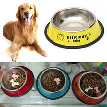 Load image into Gallery viewer, Stainless Steel Bowls, Anti-slip Colorful Paint Printed Pets Bowls, Bowl Diameter: 13 cm, Bowl Bottom Diameter: 17.7 cm, Diameter: 13 cm