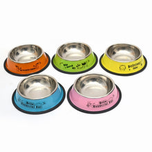 Load image into Gallery viewer, Stainless Steel Bowls, Anti-slip Colorful Paint Printed Pets Bowls, Bowl Diameter: 13 cm, Bowl Bottom Diameter: 17.7 cm, Diameter: 13 cm
