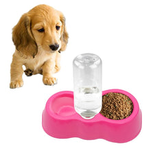 Load image into Gallery viewer, Dog Cat Food Dish + Drinking Water Double Bowls with Automatic Water Dispenser