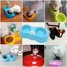 Load image into Gallery viewer, Dog Cat Food Dish + Drinking Water Double Bowls with Automatic Water Dispenser
