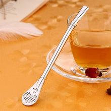 Load image into Gallery viewer, Stainless Steel Tea Leaf Filtered Drinking Straw Herb Tea Filter Tea Strainer Juice Cafe Coffee Stirring Spoon