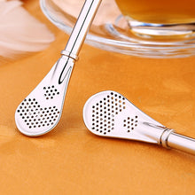 Load image into Gallery viewer, Stainless Steel Tea Leaf Filtered Drinking Straw Herb Tea Filter Tea Strainer Juice Cafe Coffee Stirring Spoon