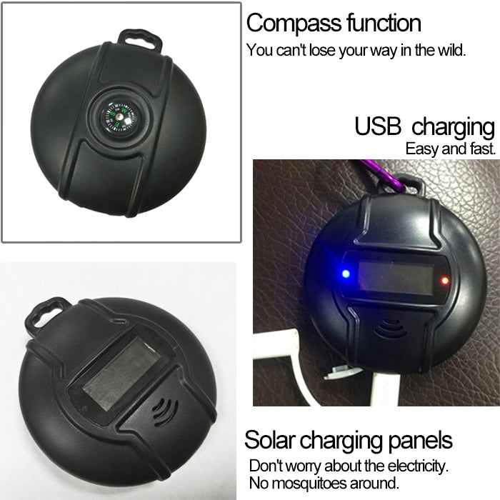 Q3 Outdoor Portable Solar Pest Control Insect Bugs Ultrasonic Mosquito Repellent Repeller Killer with Compass Function, Mosquito Repellent