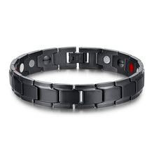 Load image into Gallery viewer, Europe and America Style Fashion Men Jewelry Stainless Steel + Black Plating Magnetic Health Bracelet, Size: 12mm*22cm (Black), Size: 12mm*22cm (Black)