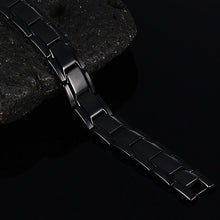 Load image into Gallery viewer, Europe and America Style Fashion Men Jewelry Stainless Steel + Black Plating Magnetic Health Bracelet, Size: 12mm*22cm (Black), Size: 12mm*22cm (Black)