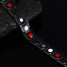 Load image into Gallery viewer, Europe and America Style Fashion Men Jewelry Stainless Steel + Black Plating Magnetic Health Bracelet, Size: 12mm*22cm (Black), Size: 12mm*22cm (Black)