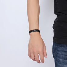 Load image into Gallery viewer, Europe and America Style Fashion Men Jewelry Stainless Steel + Black Plating Magnetic Health Bracelet, Size: 12mm*22cm (Black), Size: 12mm*22cm (Black)