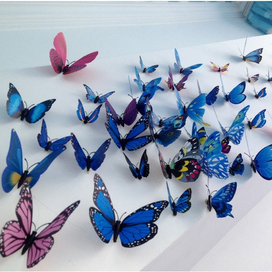 12pcs / Set Home Decoration Originality Double-deck PVC 3D Butterfly Wall Paste