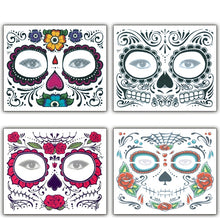 Load image into Gallery viewer, 4pcs Halloween Waterproof Temporary Face Tattoo Stickers, Size: 150*125mm, Random Style Delivery, 150*125mm