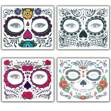 Load image into Gallery viewer, 4pcs Halloween Waterproof Temporary Face Tattoo Stickers, Size: 150*125mm, Random Style Delivery, 150*125mm