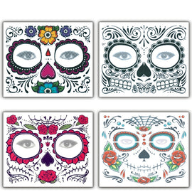 4pcs Halloween Waterproof Temporary Face Tattoo Stickers, Size: 150*125mm, Random Style Delivery, 150*125mm