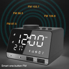 Load image into Gallery viewer, K11 Bluetooth Alarm Clock Speaker Creative Digital Music Clock Display Radio with Dual USB Interface, Support U Disk / TF Card / FM / AUX, EU Plug, EU Plug(Black), EU Plug(White)