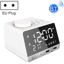 Load image into Gallery viewer, K11 Bluetooth Alarm Clock Speaker Creative Digital Music Clock Display Radio with Dual USB Interface, Support U Disk / TF Card / FM / AUX, EU Plug, EU Plug(Black), EU Plug(White)