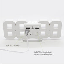 Load image into Gallery viewer, Multi-Function Large 3D LED Digital Wall Alarm Clock with Snooze Function, 12/24 Hours Display for Home, Kitchen, Office, DC 5V, CE Certificated, White Body Green Characters, White Body Blue Characters, White Body Red Characters                        ...