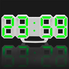 Load image into Gallery viewer, Multi-Function Large 3D LED Digital Wall Alarm Clock with Snooze Function, 12/24 Hours Display for Home, Kitchen, Office, DC 5V, CE Certificated, White Body Green Characters, White Body Blue Characters, White Body Red Characters                        ...