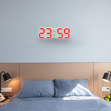 Load image into Gallery viewer, Multi-Function Large 3D LED Digital Wall Alarm Clock with Snooze Function, 12/24 Hours Display for Home, Kitchen, Office, DC 5V, CE Certificated, White Body Green Characters, White Body Blue Characters, White Body Red Characters                        ...