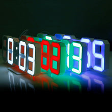 Load image into Gallery viewer, Multi-Function Large 3D LED Digital Wall Alarm Clock with Snooze Function, 12/24 Hours Display for Home, Kitchen, Office, DC 5V, CE Certificated, Black Body Green Characters, Black Body Blue Characters, Black Body Red Characters                        ...