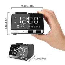 Load image into Gallery viewer, K11 Bluetooth Alarm Clock Speaker Creative Digital Music Clock Display Radio with Dual USB Interface, Support U Disk / TF Card / FM / AUX, US Plug, US Plug(Black), US Plug(White)