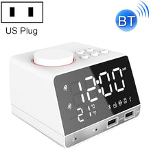 Load image into Gallery viewer, K11 Bluetooth Alarm Clock Speaker Creative Digital Music Clock Display Radio with Dual USB Interface, Support U Disk / TF Card / FM / AUX, US Plug, US Plug(Black), US Plug(White)