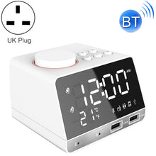 Load image into Gallery viewer, K11 Bluetooth Alarm Clock Speaker Creative Digital Music Clock Display Radio with Dual USB Interface, Support U Disk / TF Card / FM / AUX, UK Plug, UK Plug(Black), UK Plug(White)