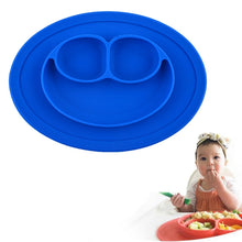 Load image into Gallery viewer, Smile Style One-piece Round Silicone Suction Placemat for Children, Built-in Plate and Bowl