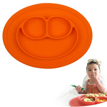 Load image into Gallery viewer, Smile Style One-piece Round Silicone Suction Placemat for Children, Built-in Plate and Bowl