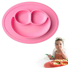 Load image into Gallery viewer, Smile Style One-piece Round Silicone Suction Placemat for Children, Built-in Plate and Bowl