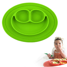Load image into Gallery viewer, Smile Style One-piece Round Silicone Suction Placemat for Children, Built-in Plate and Bowl