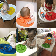 Load image into Gallery viewer, Smile Style One-piece Round Silicone Suction Placemat for Children, Built-in Plate and Bowl