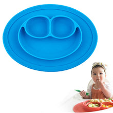 Load image into Gallery viewer, Smile Style One-piece Round Silicone Suction Placemat for Children, Built-in Plate and Bowl