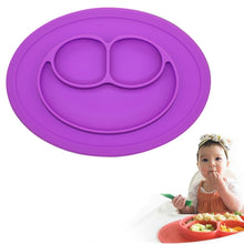 Load image into Gallery viewer, Smile Style One-piece Round Silicone Suction Placemat for Children, Built-in Plate and Bowl