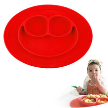 Load image into Gallery viewer, Smile Style One-piece Round Silicone Suction Placemat for Children, Built-in Plate and Bowl