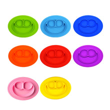 Load image into Gallery viewer, Smile Style One-piece Round Silicone Suction Placemat for Children, Built-in Plate and Bowl