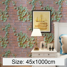 Load image into Gallery viewer, Creative 3D Parthenocissus Stone Brick Decoration Wallpaper Stickers Bedroom Living Room Wall Waterproof Wallpaper Roll, Size: 45 x 1000cm, 3D Parthenocissus