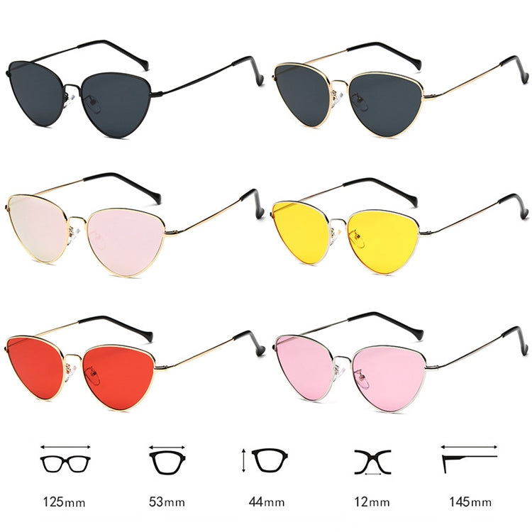 Women Cat Eyes Shape Color Lens UV400 Protective Sunglasses