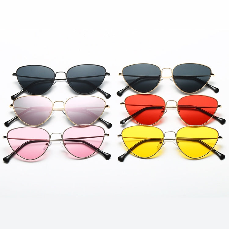 Women Cat Eyes Shape Color Lens UV400 Protective Sunglasses