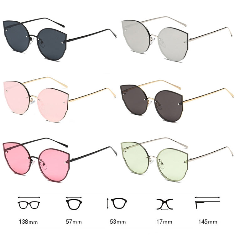 Rimless Flat Lenses Metal Frame UV400 Sunglasses for Women
