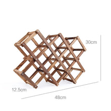 Load image into Gallery viewer, 10 Bottles Racks Foldable Wine Stand Wooden Wine Holder Kitchen Bar Display Shelf, 10 Bottles